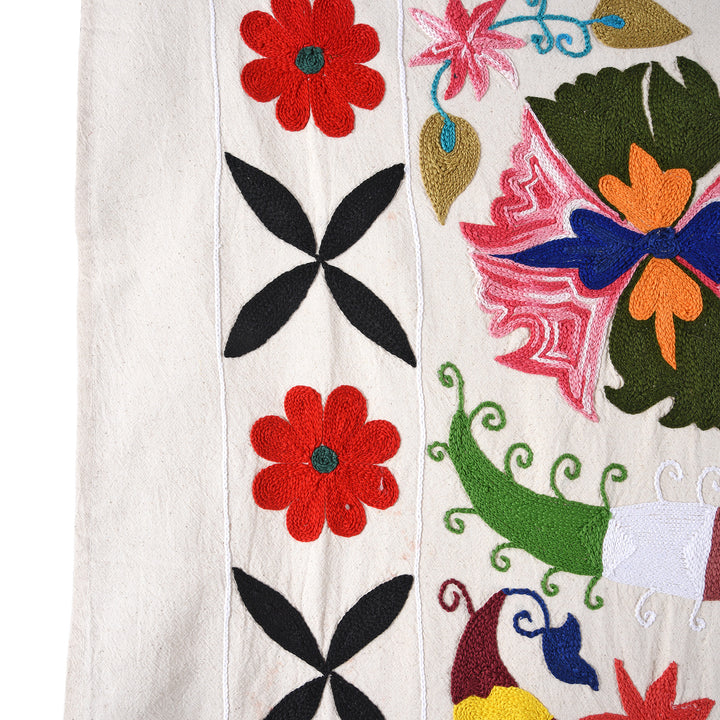 Detail From Embroidered Suzani Throw (210 x 148 cm) | Indigo Antiques