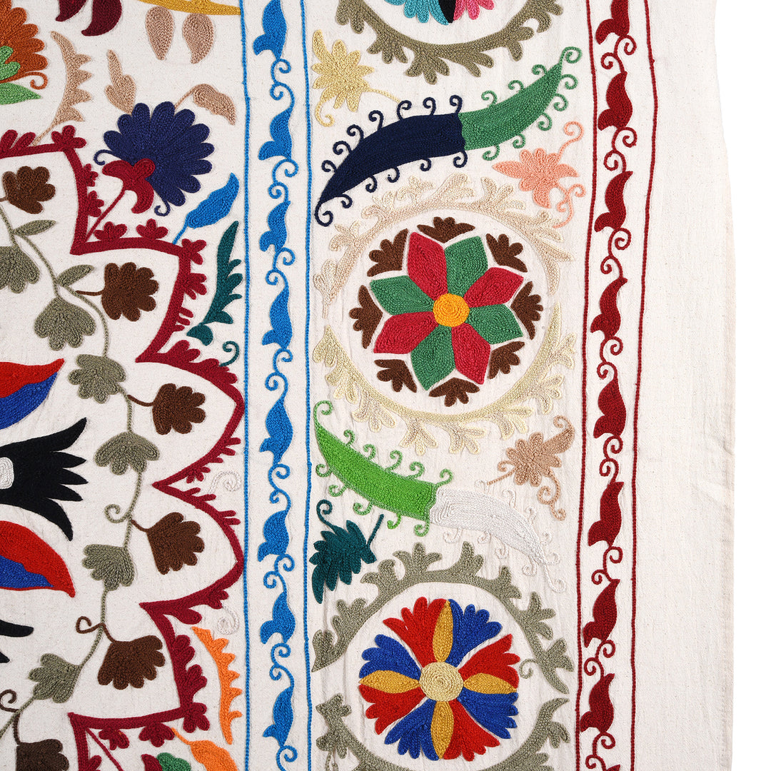 Detail From Embroidered Suzani Throw (210 x 148 cm) | Indigo Antiques