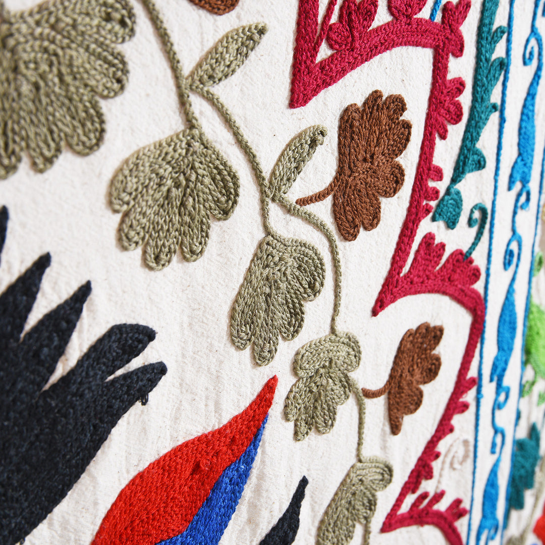 Detail From Embroidered Suzani Throw (210 x 148 cm) | Indigo Antiques