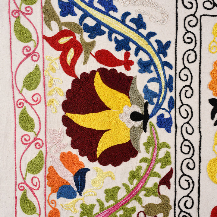 Detail From Embroidered  Suzani Throw (218 x 148cm) | Indigo Antiques