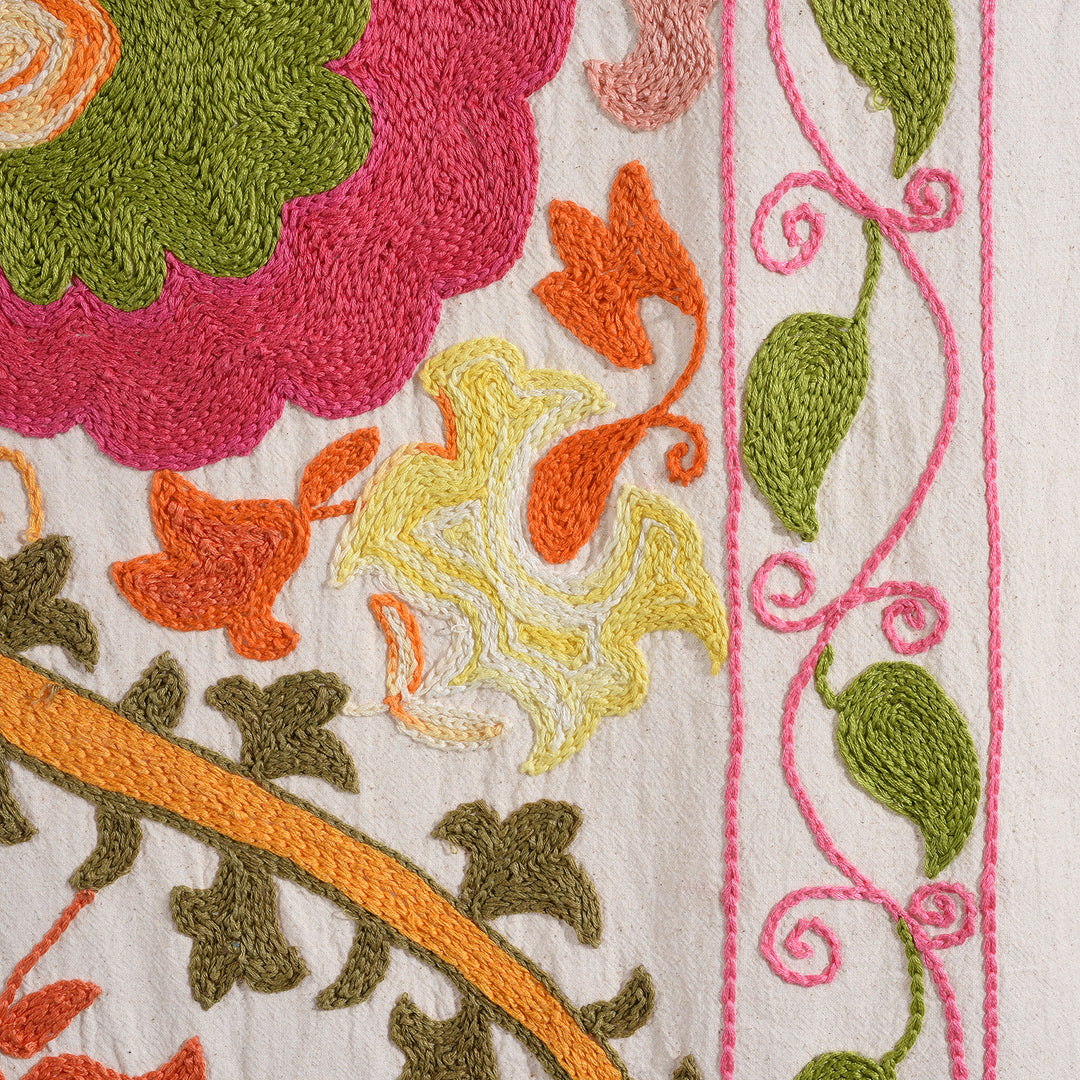 Detail From Embroidered  Suzani Throw (218 x 148cm) | Indigo Antiques