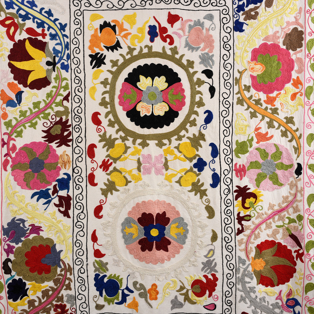 Central Detail From Embroidered  Suzani Throw (218 x 148cm) | Indigo Antiques