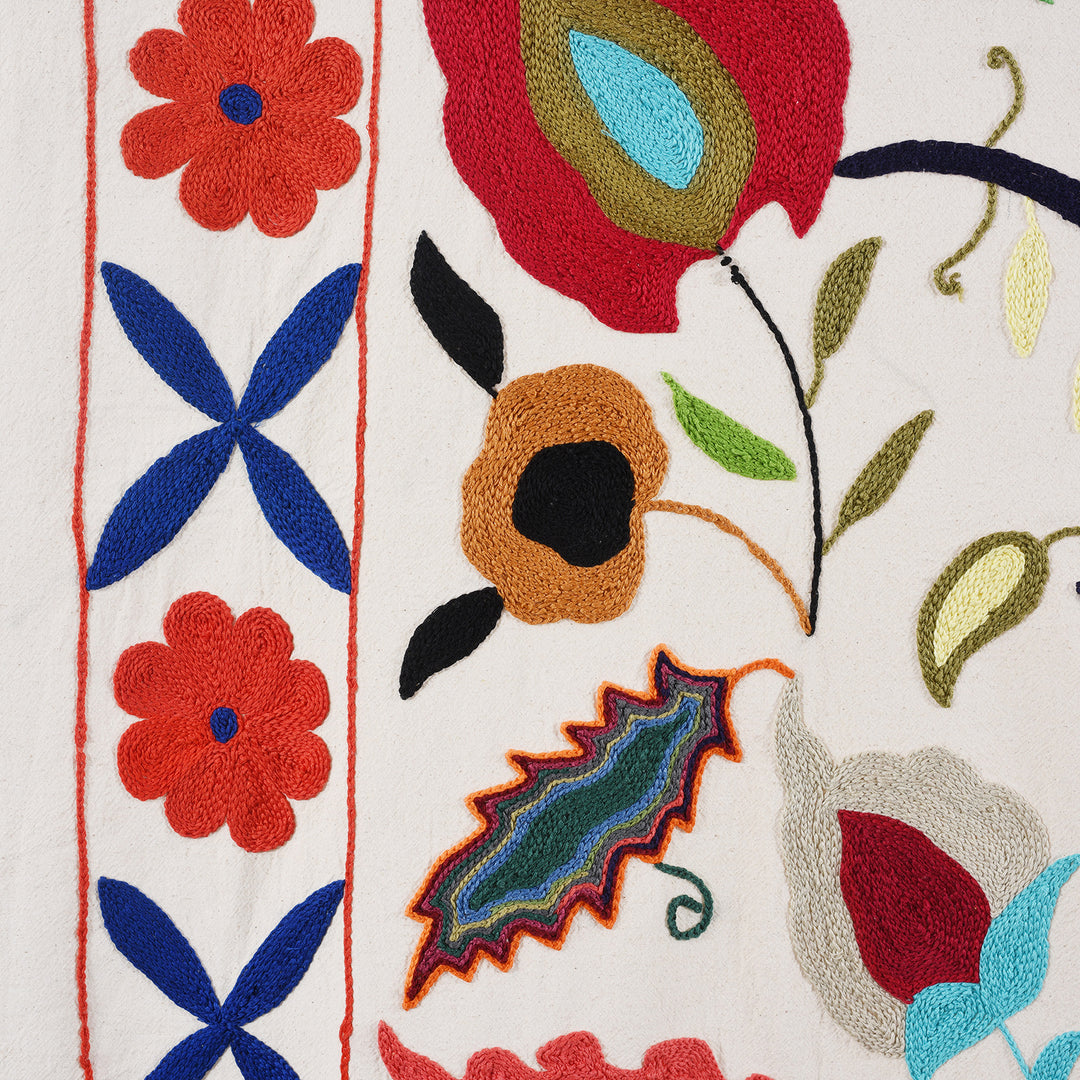 Stitch work Detail From Embroidered  Suzani Throw (216 x 142cm) | Indigo Antiques