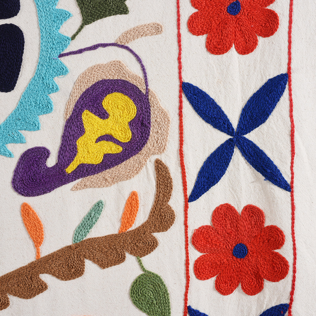 Stitch work Detail From Embroidered  Suzani Throw (216 x 142cm) | Indigo Antiques