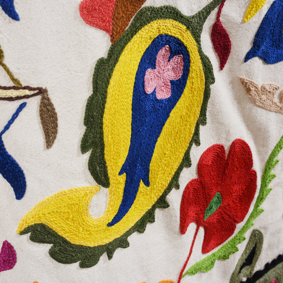 Stitch work Detail From Embroidered  Suzani Throw (216 x 142cm) | Indigo Antiques