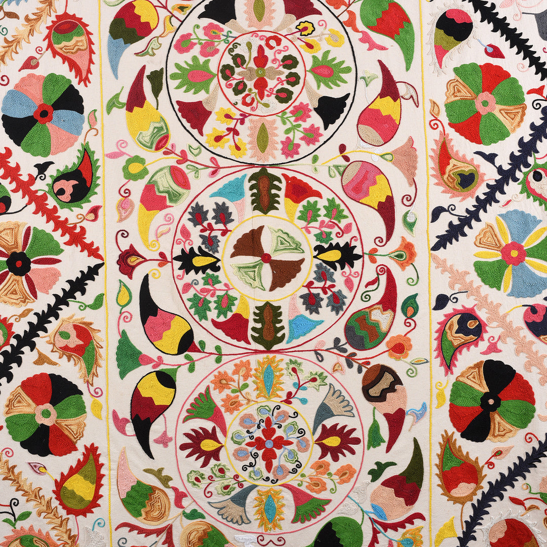 Design Detail From Handmade Suzani Design Embroidery - Rajasthan | Indigo Antiques