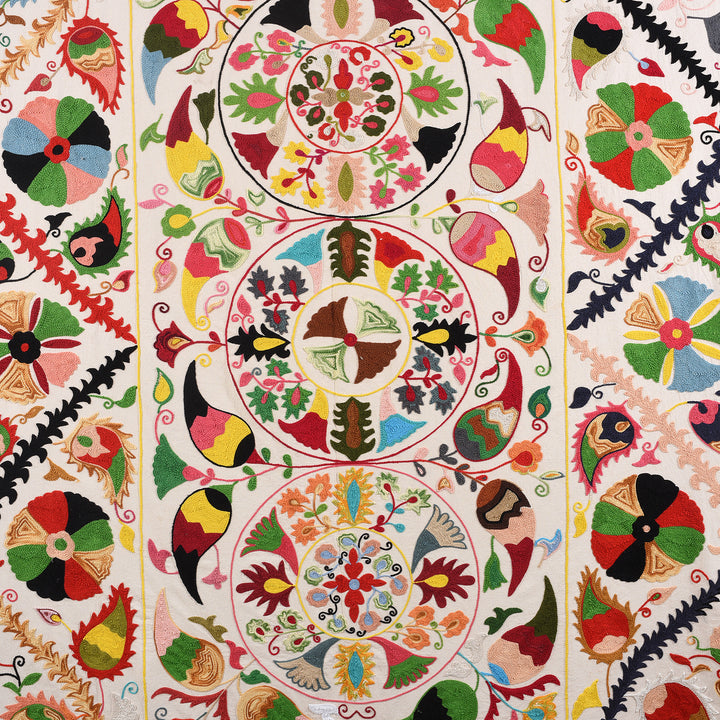 Design Detail From Handmade Suzani Design Embroidery - Rajasthan | Indigo Antiques