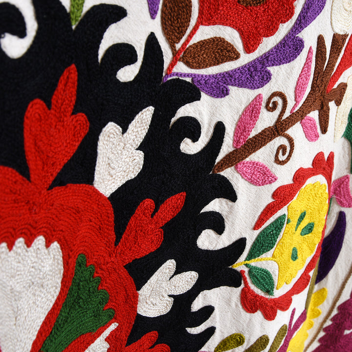 Detail From Embroidered Suzani Throw (222 x 148 cm) | Indigo Antiques