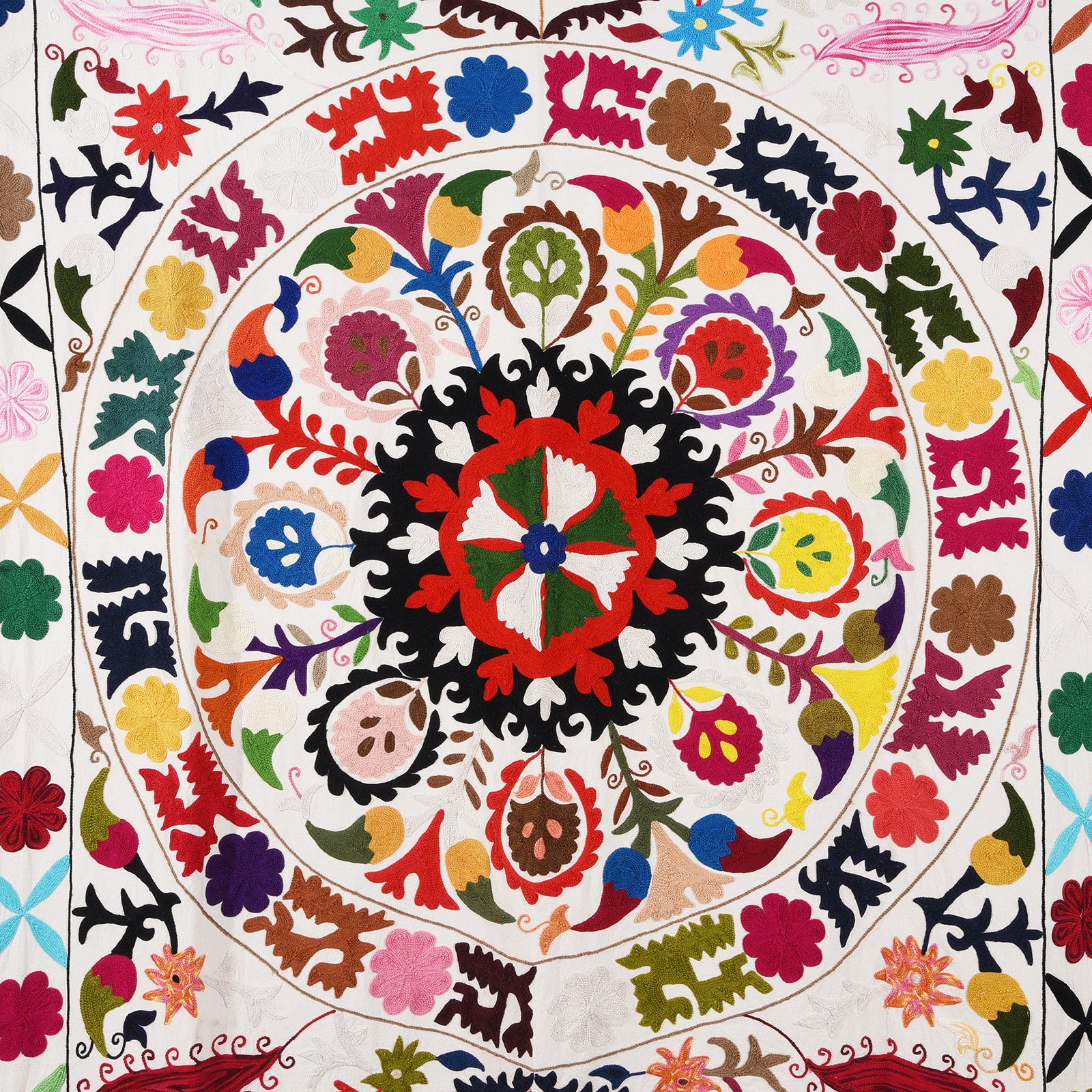 Embroidered Suzani Throw (222 x 148 cm) | Indigo Antiques