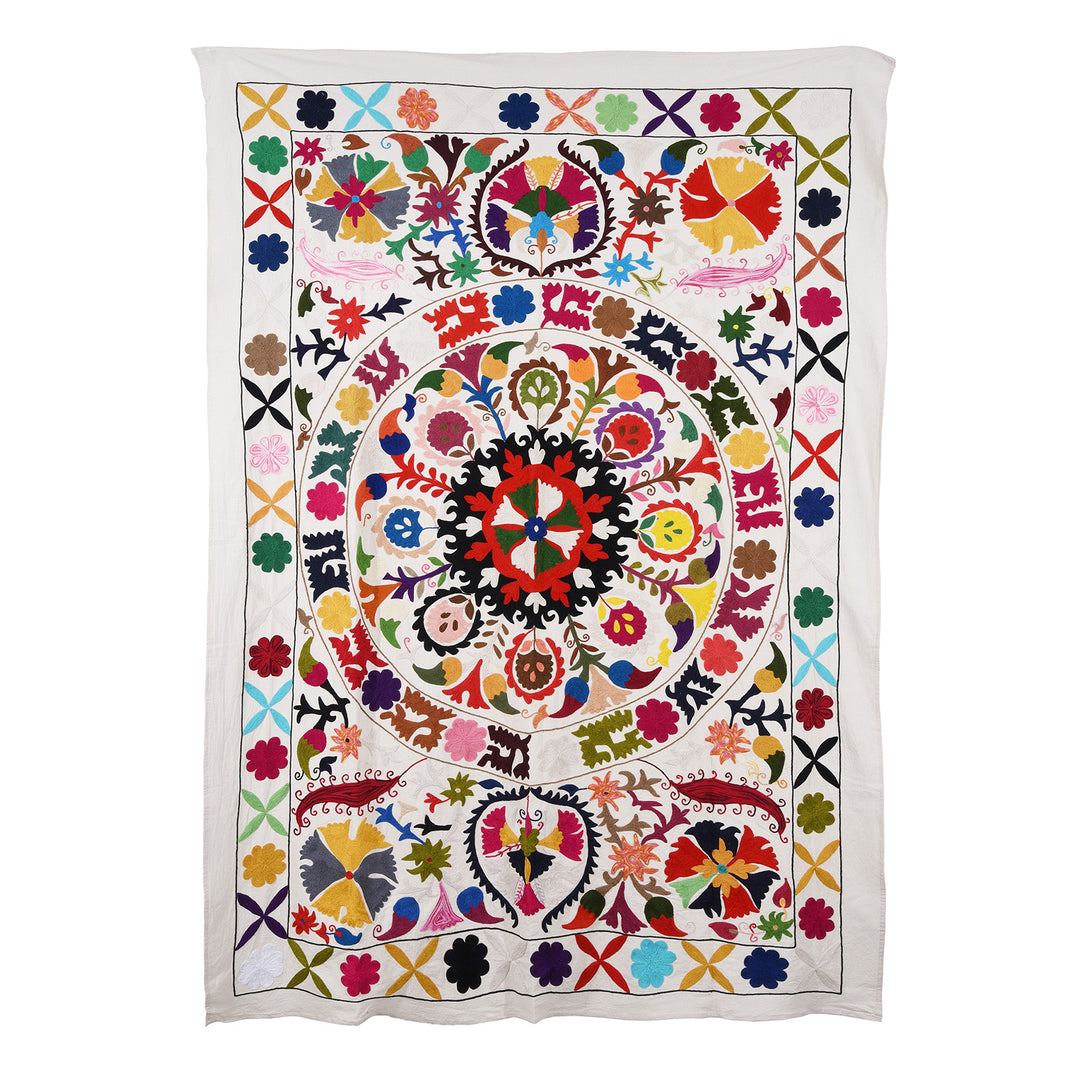 Embroidered Suzani Throw (222 x 148 cm) | Indigo Antiques