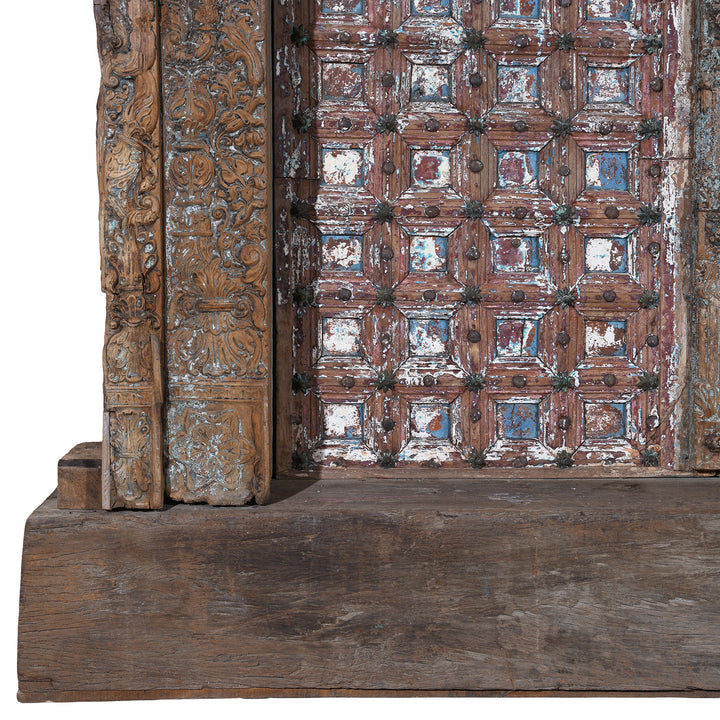 Bottom Coner Detail From Carved 19th Century Teak Door From Punjabi Haveli