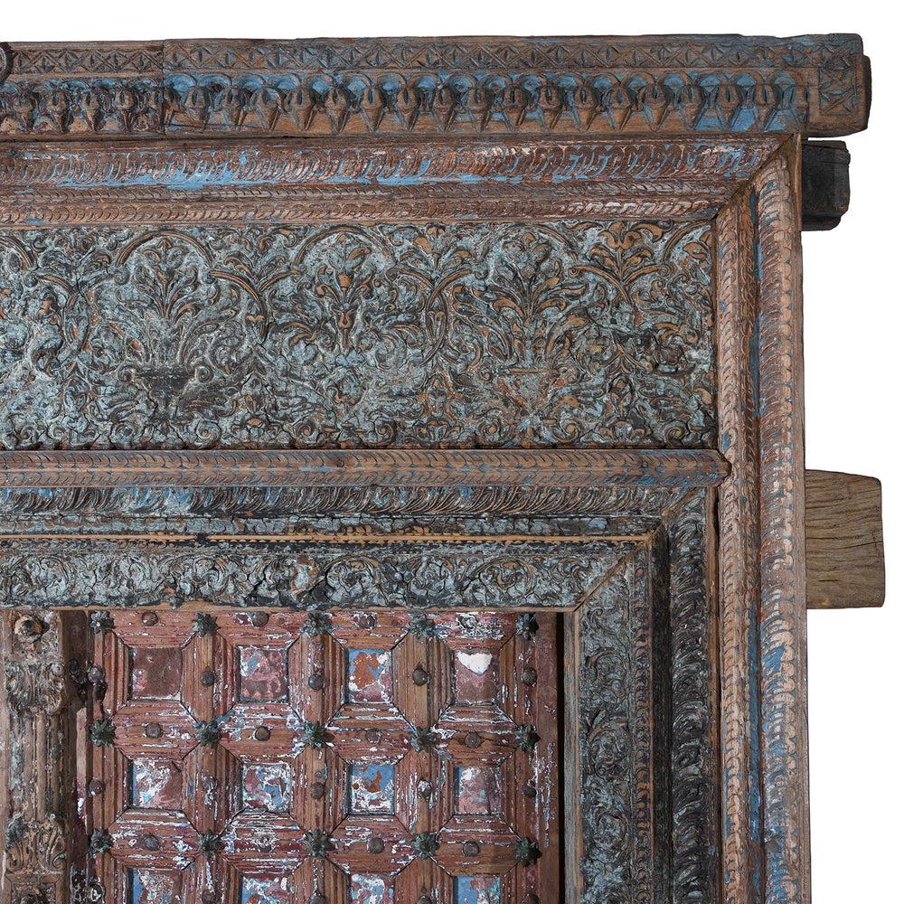 Corner Carving Detail From Carved 19th Century Teak Door From Punjabi Haveli