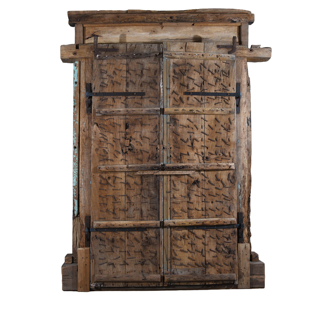 Back Of Carved 19th Century Teak Door From Punjabi Haveli