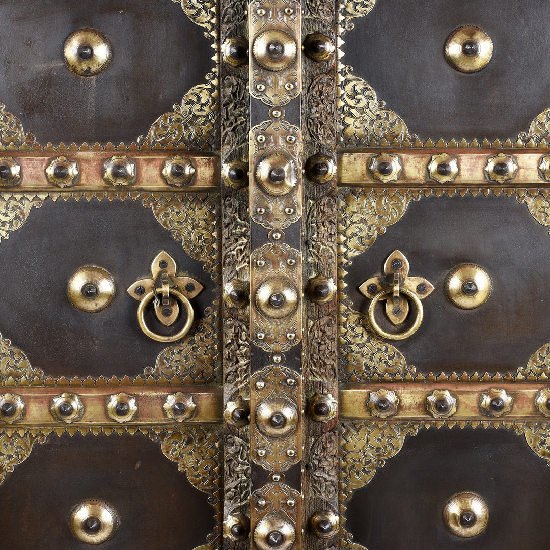 Metalwork Detail From Antique Shekhawati Door, Iron Bound | Indigo Antiques