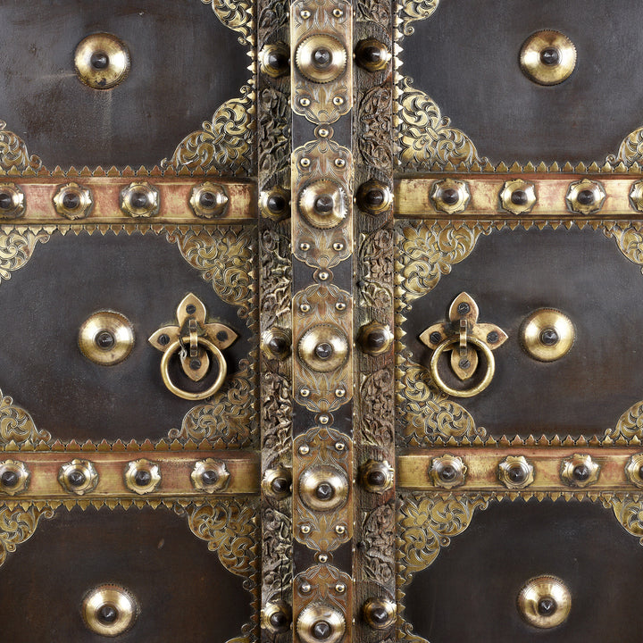 Metalwork Detail From Antique Shekhawati Door, Iron Bound | Indigo Antiques