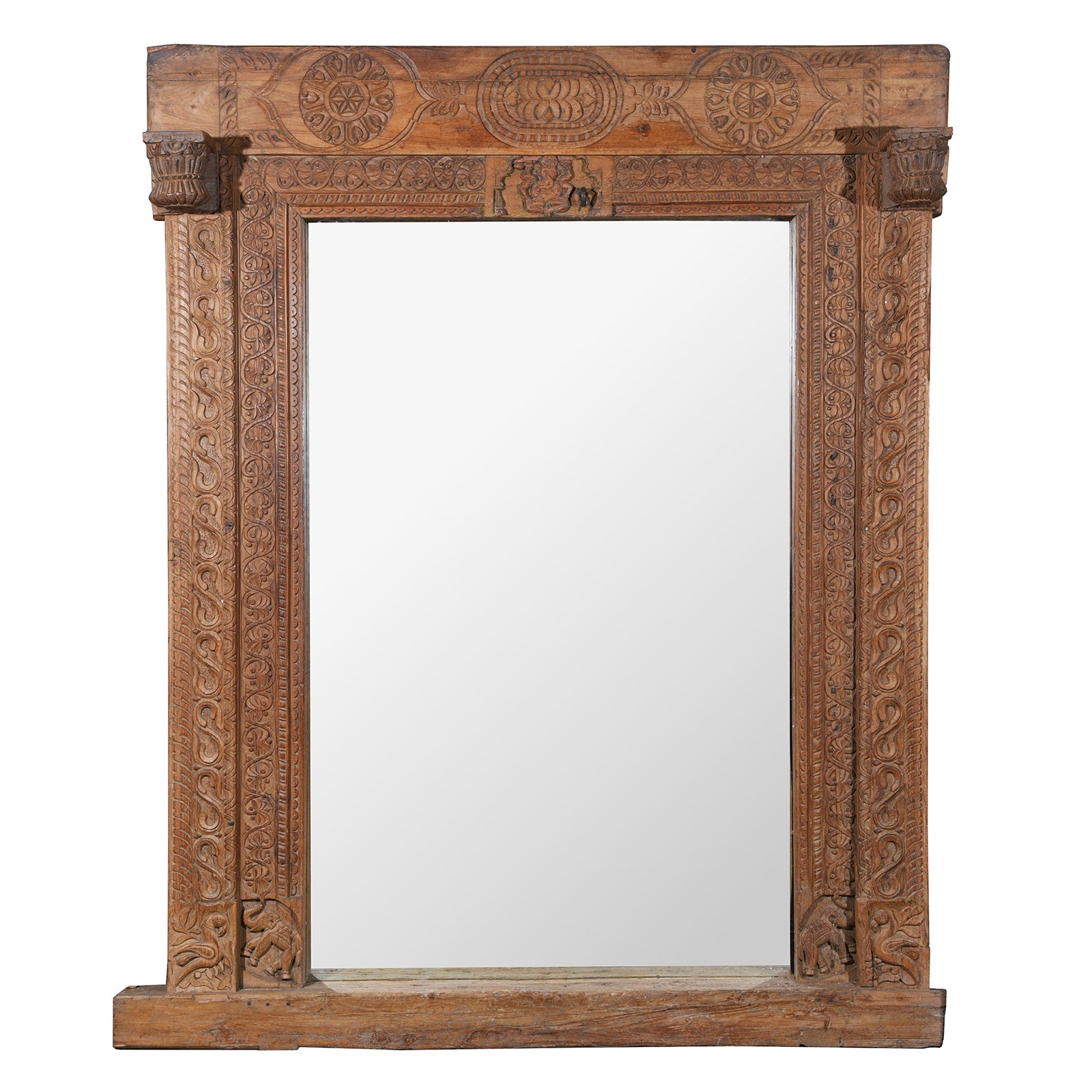 Painted Door Mirror From Andhra Pradesh - Late 19th Century Painted Door Mirror From Andhra Pradesh - Late 19th Century