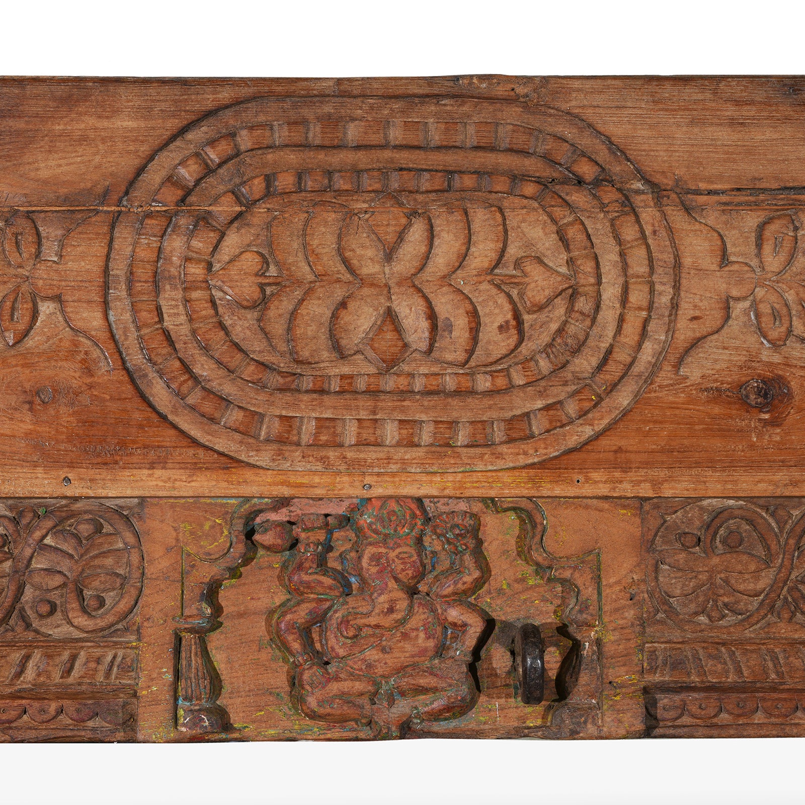 Blue Painted Ganesh Door Mirror From Andhra Pradesh - 19th Century Blue Painted Ganesh Door Mirror From Andhra Pradesh - 19th Century