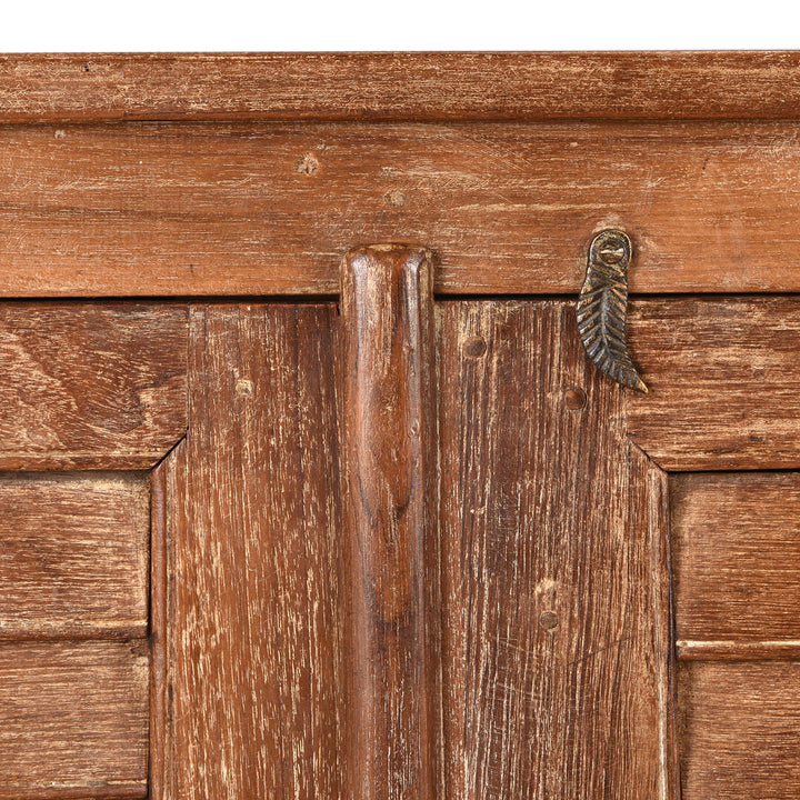 Latch Detail From Reclaimed Teak 4 Door Louvre Sideboard | INDIGO ANTIQUES