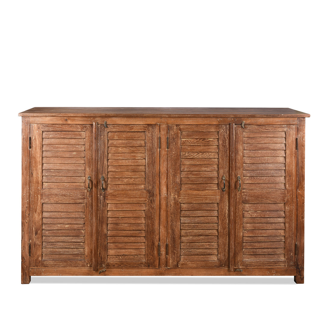 Reclaimed Teak 4 Door Louvre Sideboard | INDIGO ANTIQUES