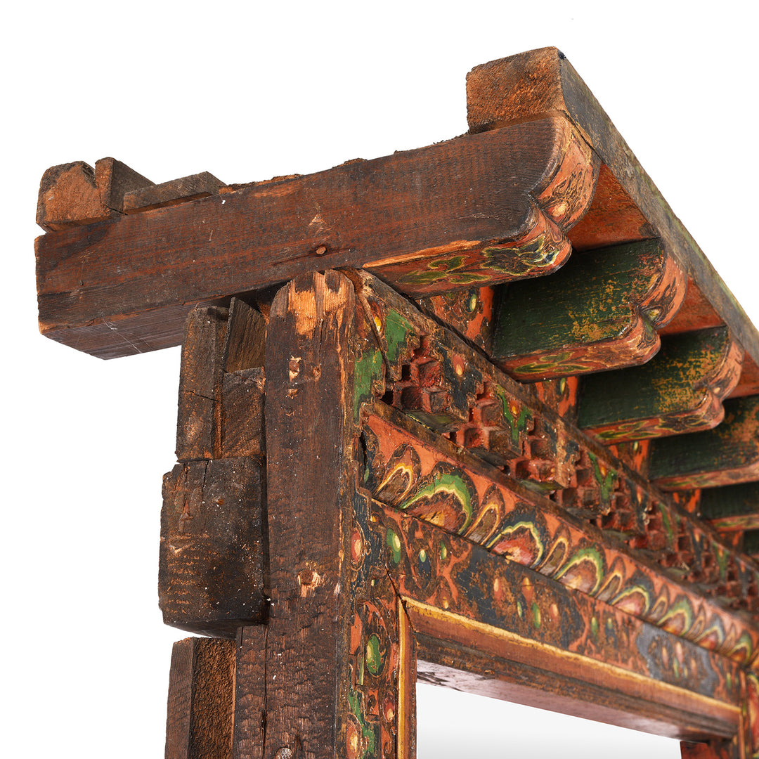 Frame Detail From Antique Mirror Made From An Old Tibetan Door Frame | Indigo Antiques