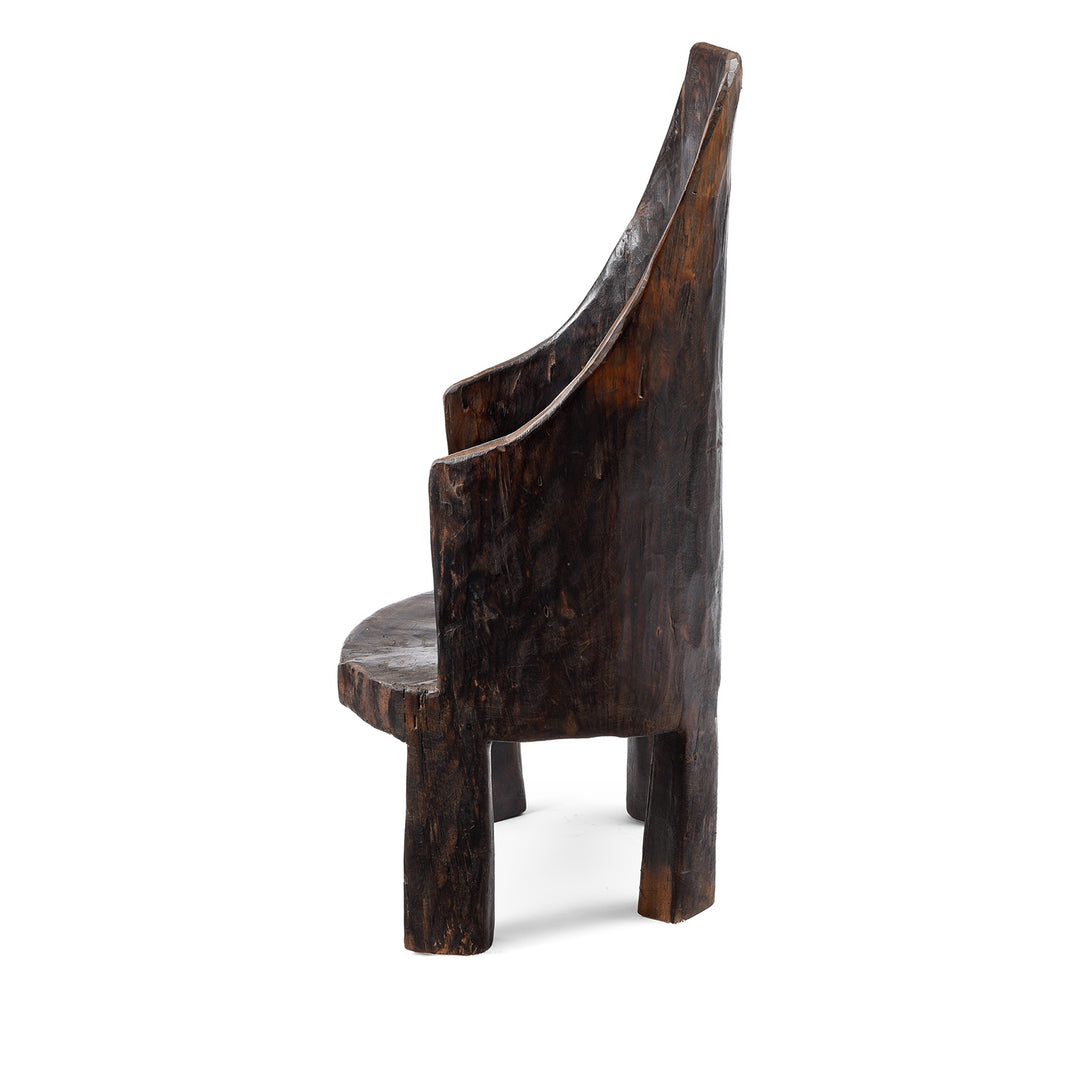Side VIew Of Antique Carved Tribal Chair From Nagaland | Indigo Antiques