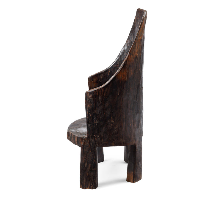 Side VIew Of Antique Carved Tribal Chair From Nagaland | Indigo Antiques