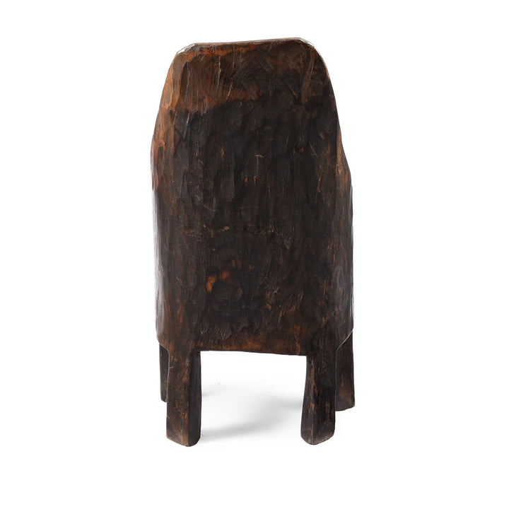 Back Of Antique Carved Tribal Chair From Nagaland | Indigo Antiques