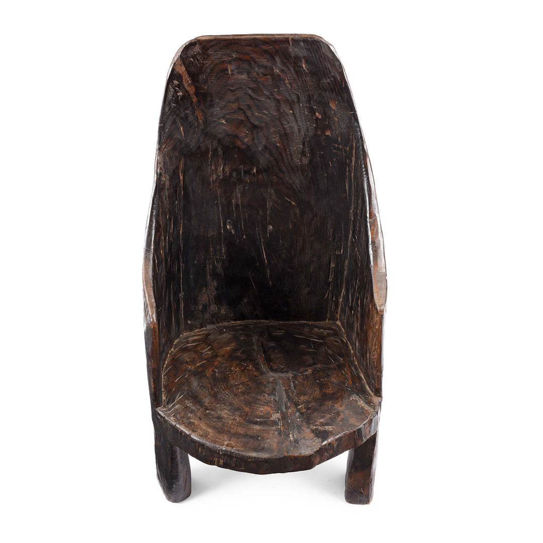 Top Down VIew Of Antique Carved Tribal Chair From Nagaland | Indigo Antiques