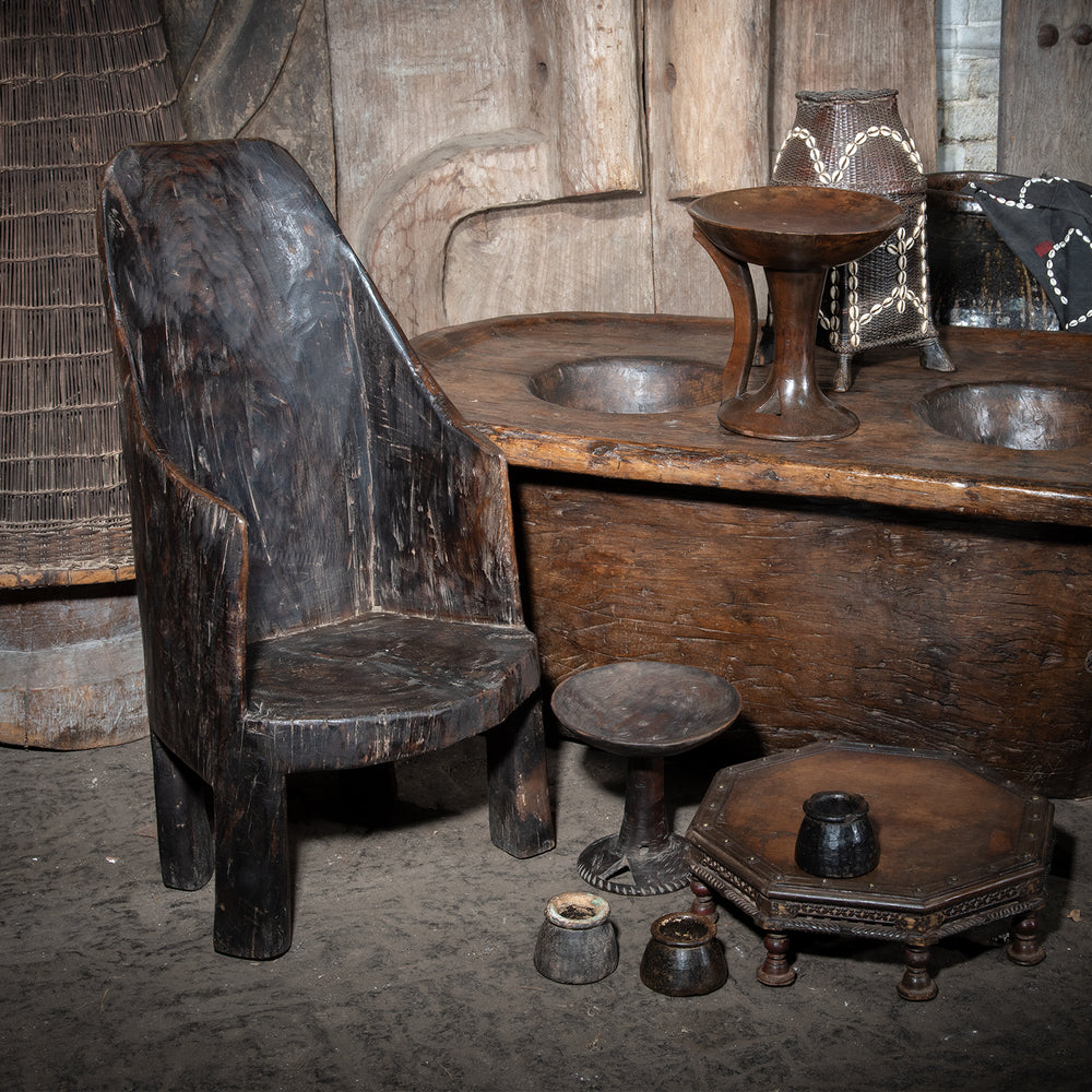 Antique Carved Tribal Chair From Nagaland | Indigo Antiques