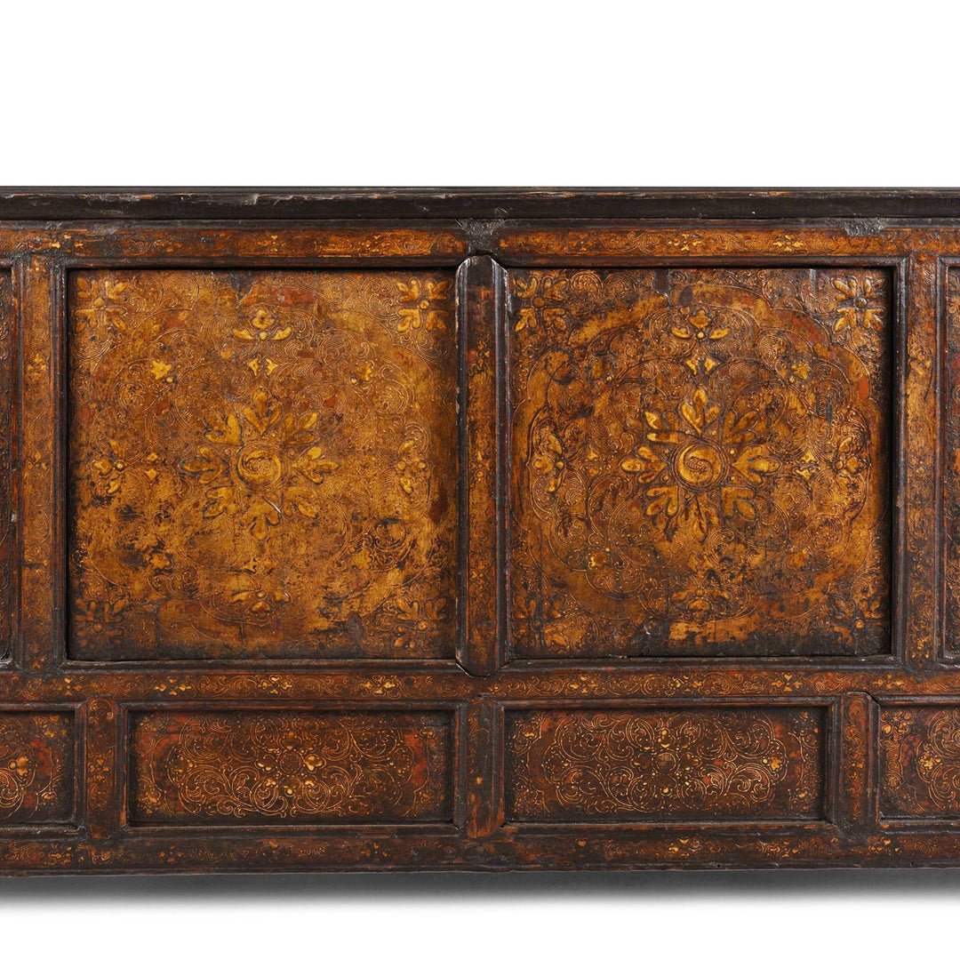 Central Panel Detail From Gilt & Black Painted Tibetan Altar Cabinet | Indigo Antiques