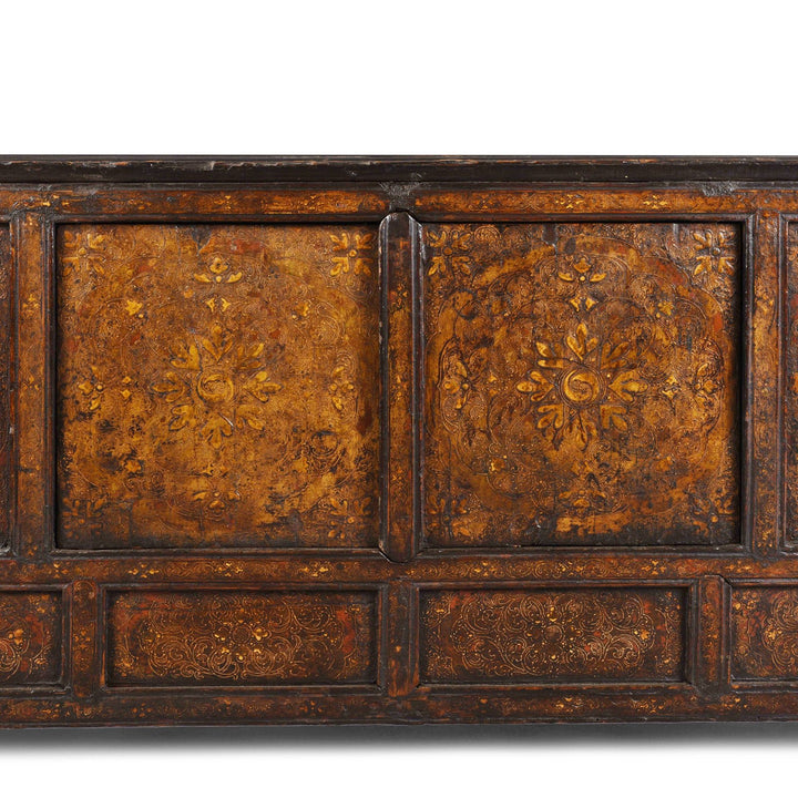 Central Panel Detail From Gilt & Black Painted Tibetan Altar Cabinet | Indigo Antiques