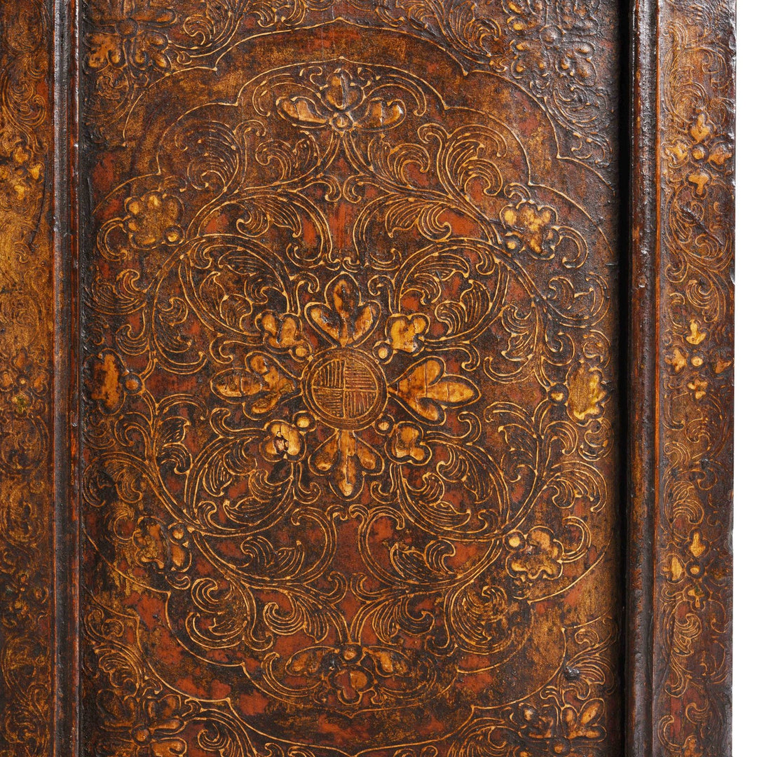 Paintwork Detail From Gilt & Black Painted Tibetan Altar Cabinet | Indigo Antiques