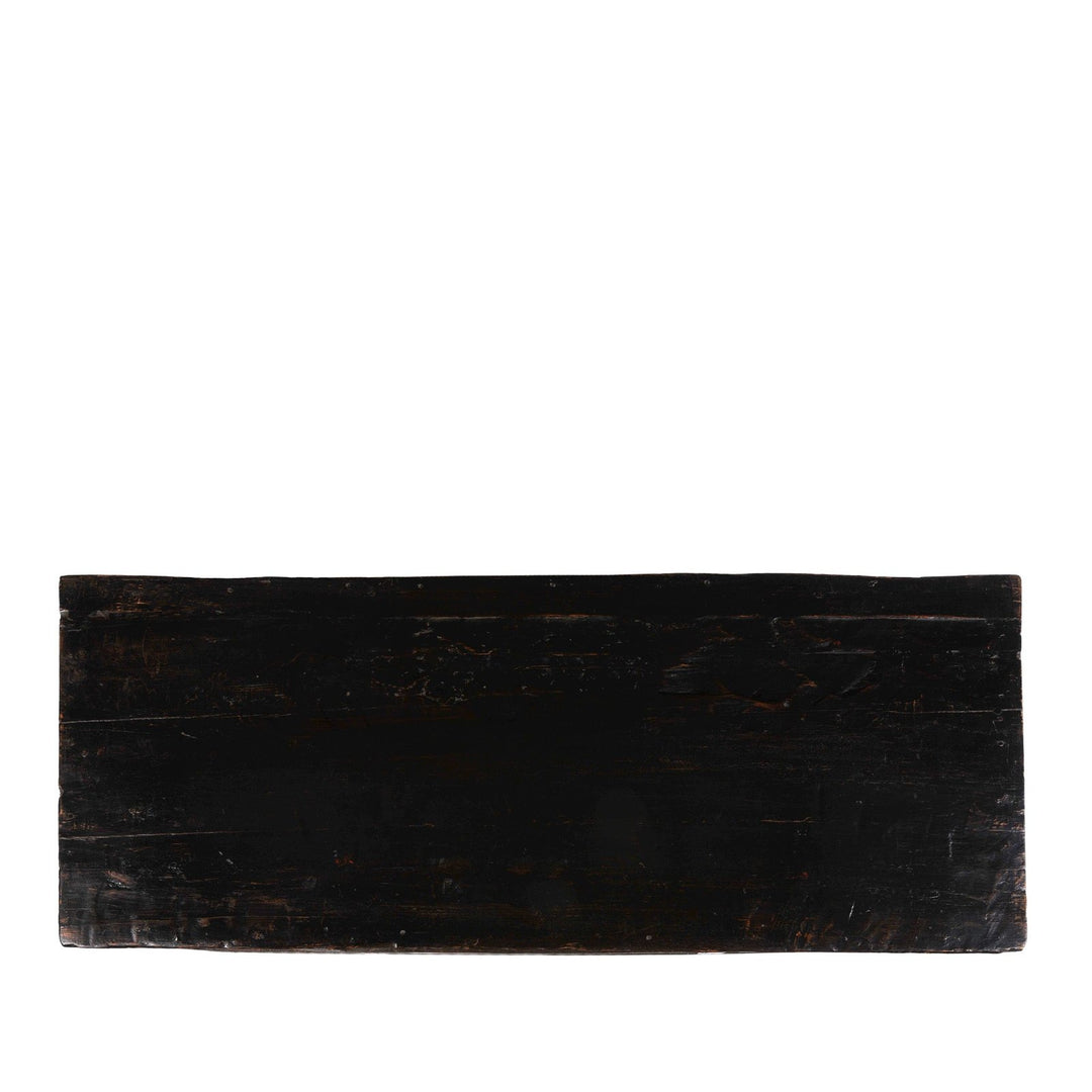Top down View Of Gilt & Black Painted Tibetan Altar Cabinet | Indigo Antiques