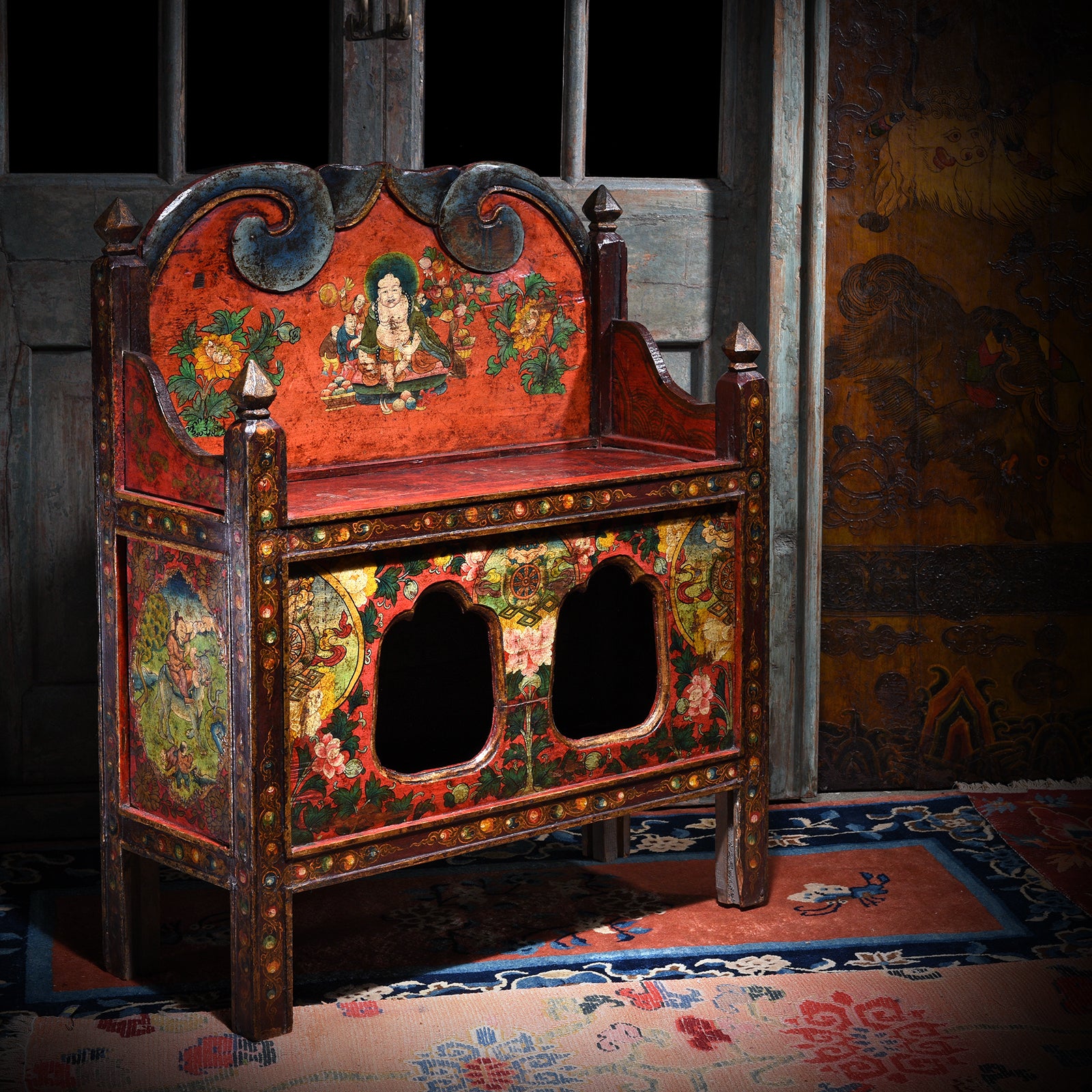 Antique Painted Tibetan Pegam Prayer Table | Indigo Antiques