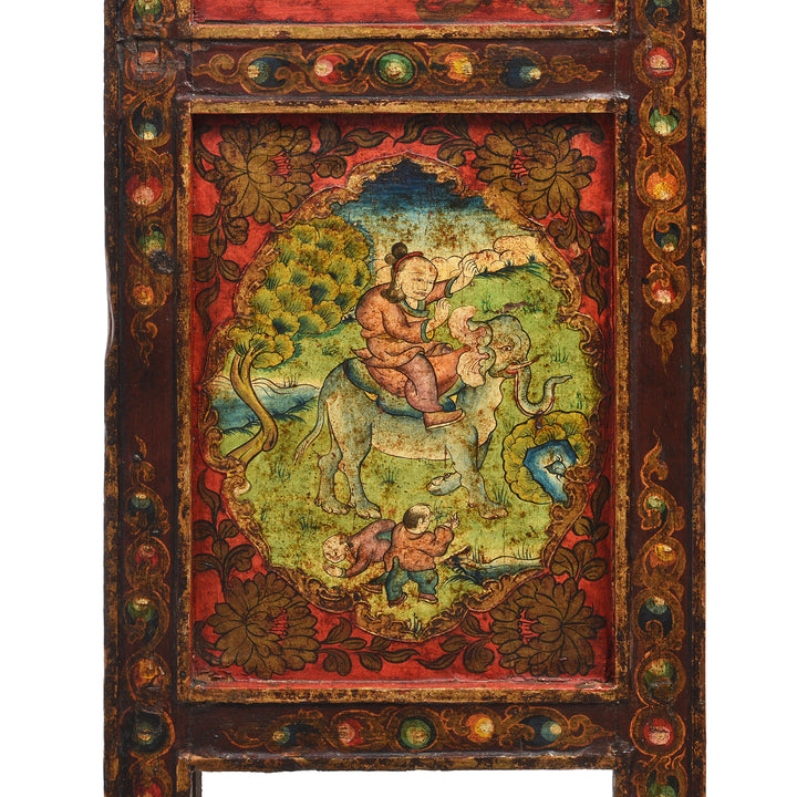 Detail From Antique Painted Tibetan Pegam Prayer Table | Indigo Antiques