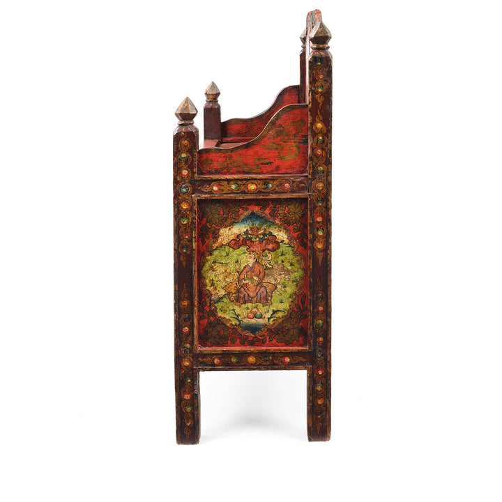 Side View Of Antique Painted Tibetan Pegam Prayer Table | Indigo Antiques