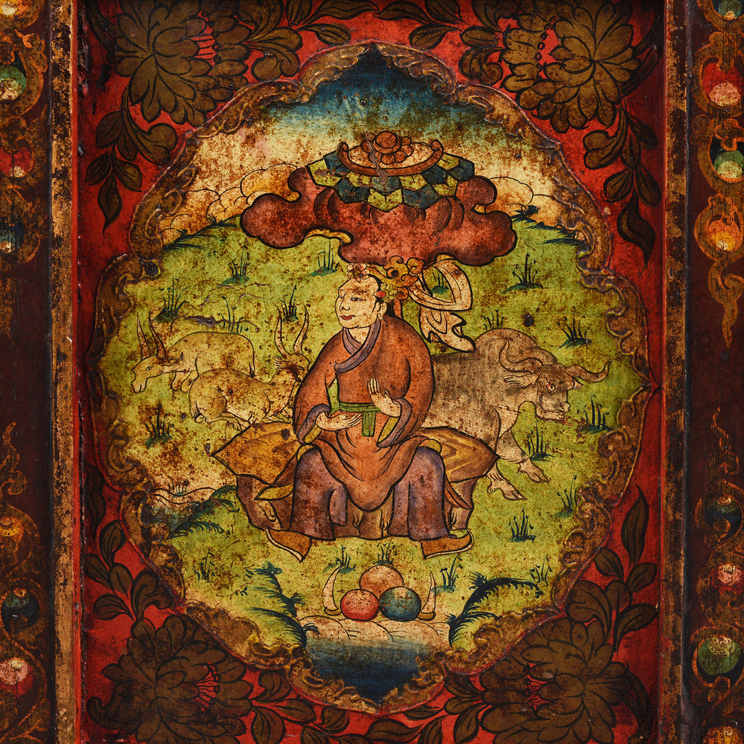 Detail From Antique Painted Tibetan Pegam Prayer Table | Indigo Antiques