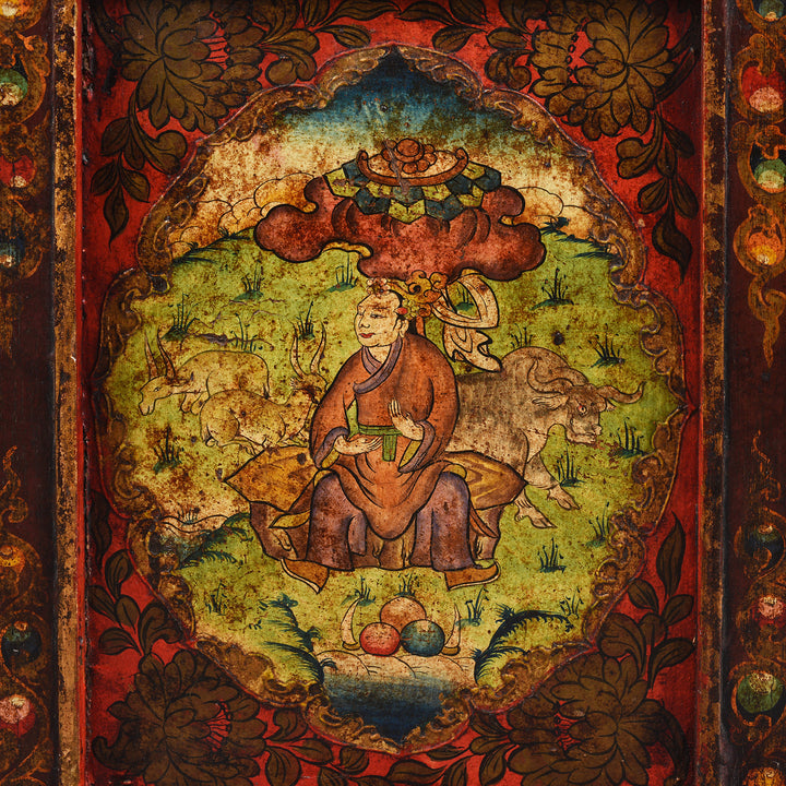 Detail From Antique Painted Tibetan Pegam Prayer Table | Indigo Antiques