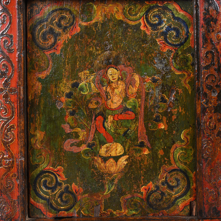 Detail From Antique Painted Tibetan Pegam Prayer Table | Indigo Antiques