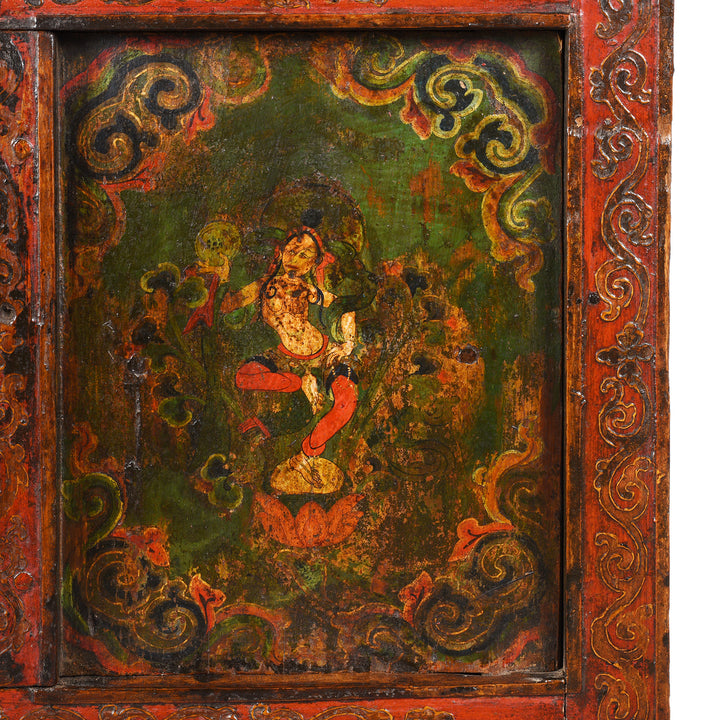 Detail From Antique Painted Tibetan Pegam Prayer Table | Indigo Antiques