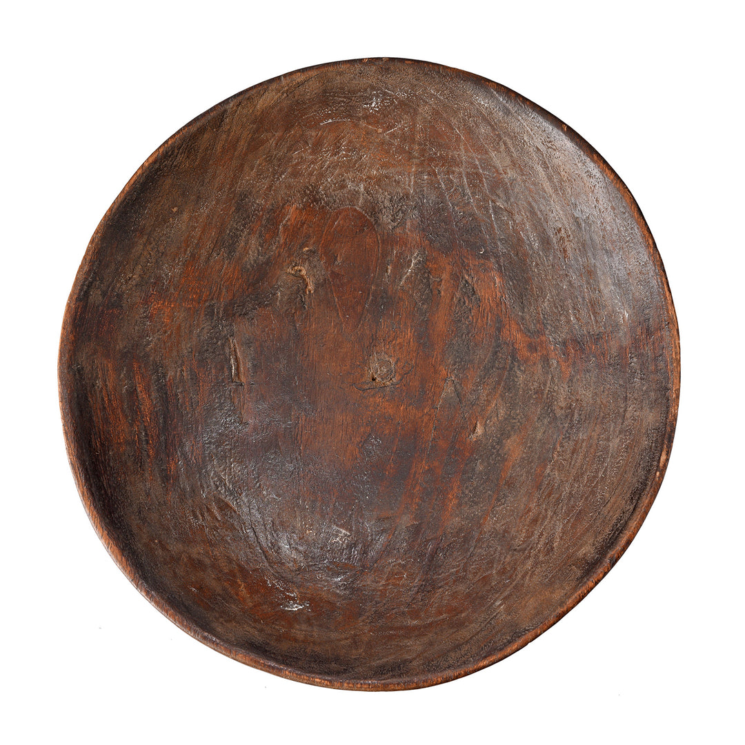 Top Down View Of Carved Tribal Food Bowl From Nagaland | Indigo Antiques