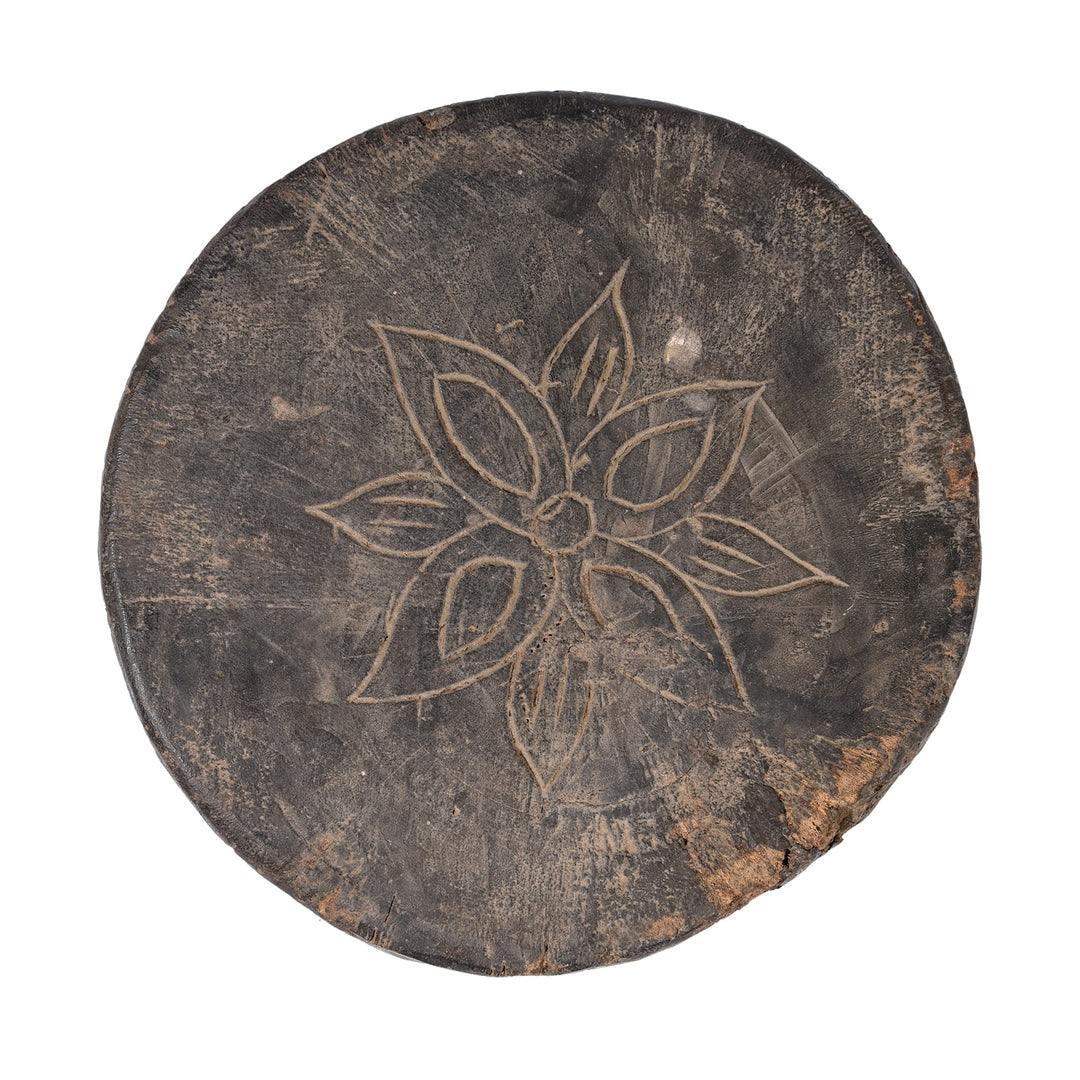 Top Down View Of Vintage Carved Santal Tribal Monkey Stool | Indigo Antiques