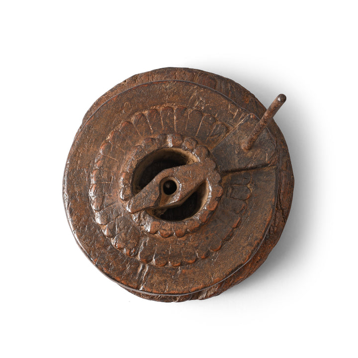 Top Down VIew Of Antique Childs Toy Teak Grinding Mill From Rajasthan | INDIGO ANTIQUES