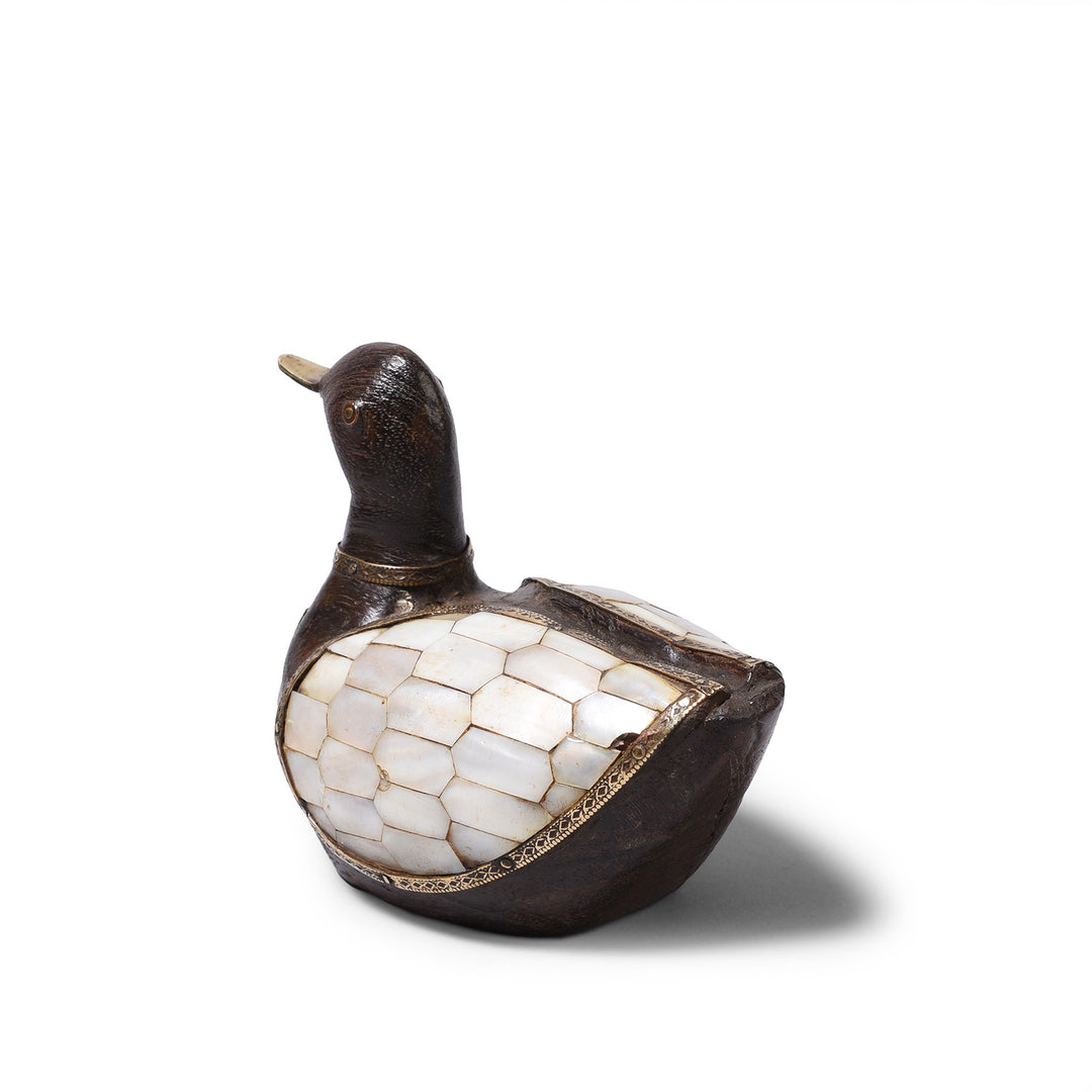 Bone Inlay Wooden Duck From Rajasthan | Indigo Antiques