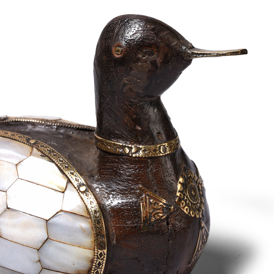 Bone Inlay Wooden Duck From Rajasthan | Indigo Antiques