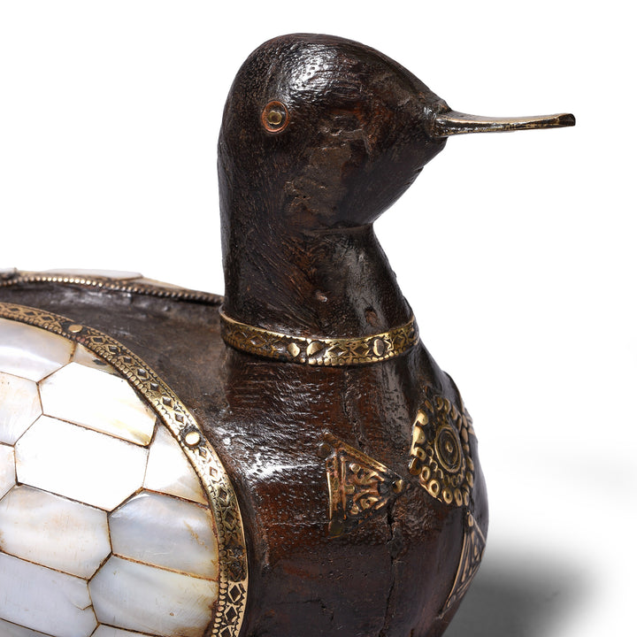 Bone Inlay Wooden Duck From Rajasthan | Indigo Antiques