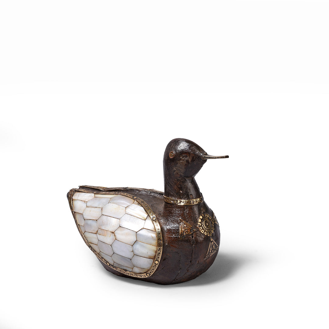 Bone Inlay Wooden Duck From Rajasthan | Indigo Antiques