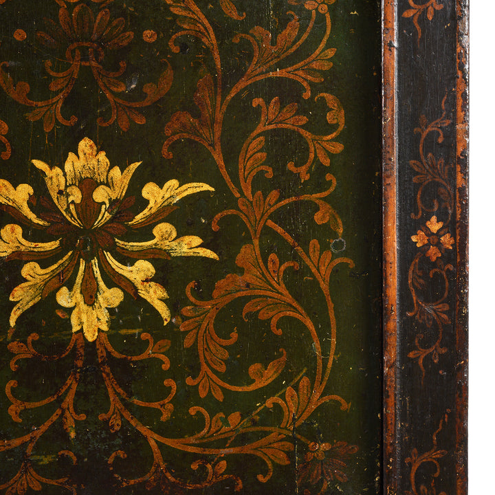Paintwork Detail From Antique Green Painted Tibetan Altar Cabinet | Indigo Antiques