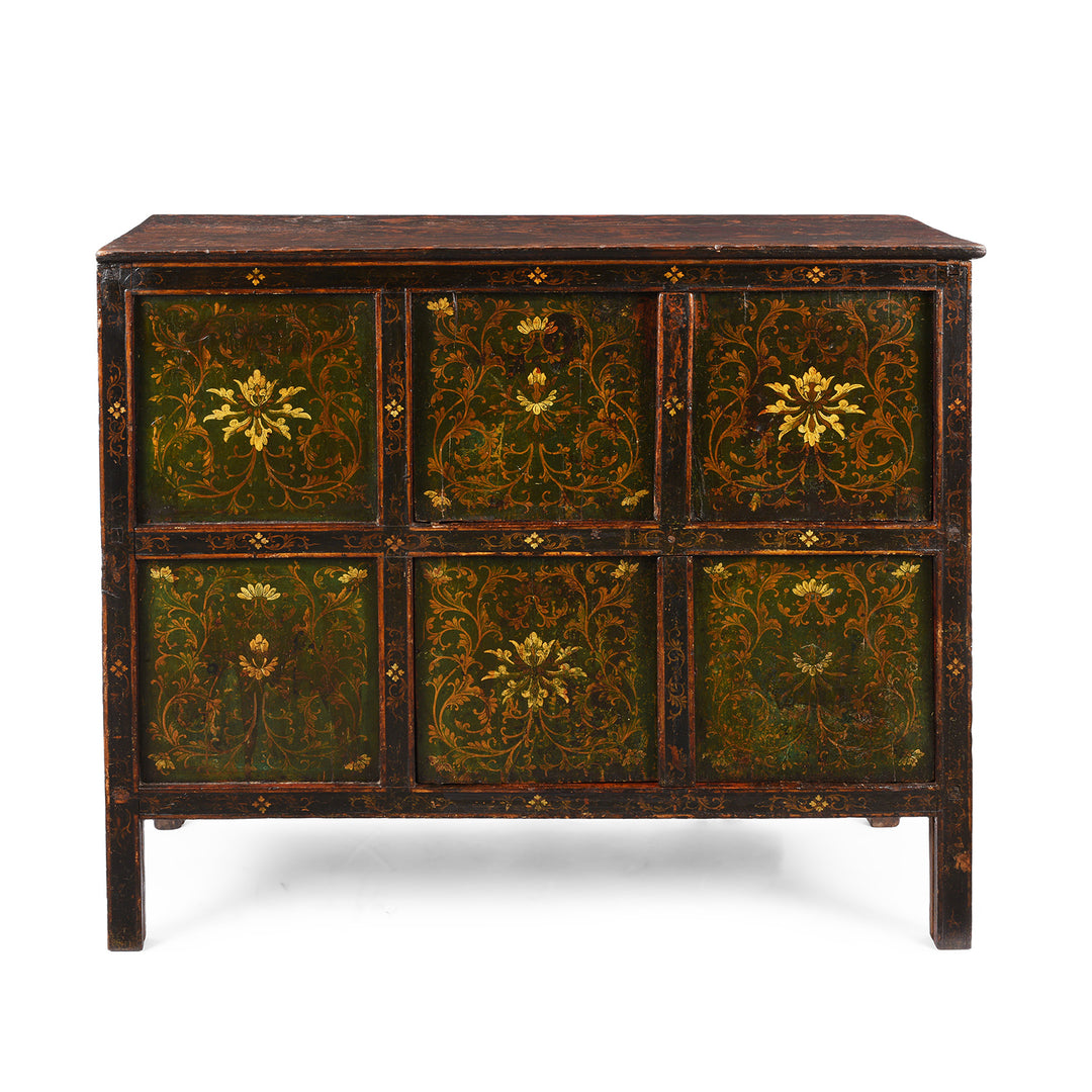 Antique Green Painted Tibetan Altar Cabinet | Indigo Antiques