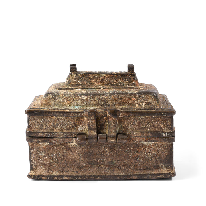 Back Of Old Brass Dhokra Money Box From Orissa | Indigo Antiques
